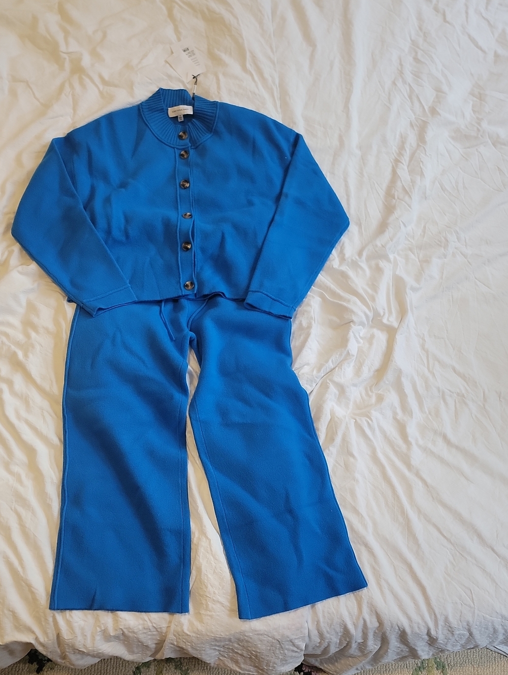 Something Navy Blue Matching Set - Cardigan & Wide-Leg Pants